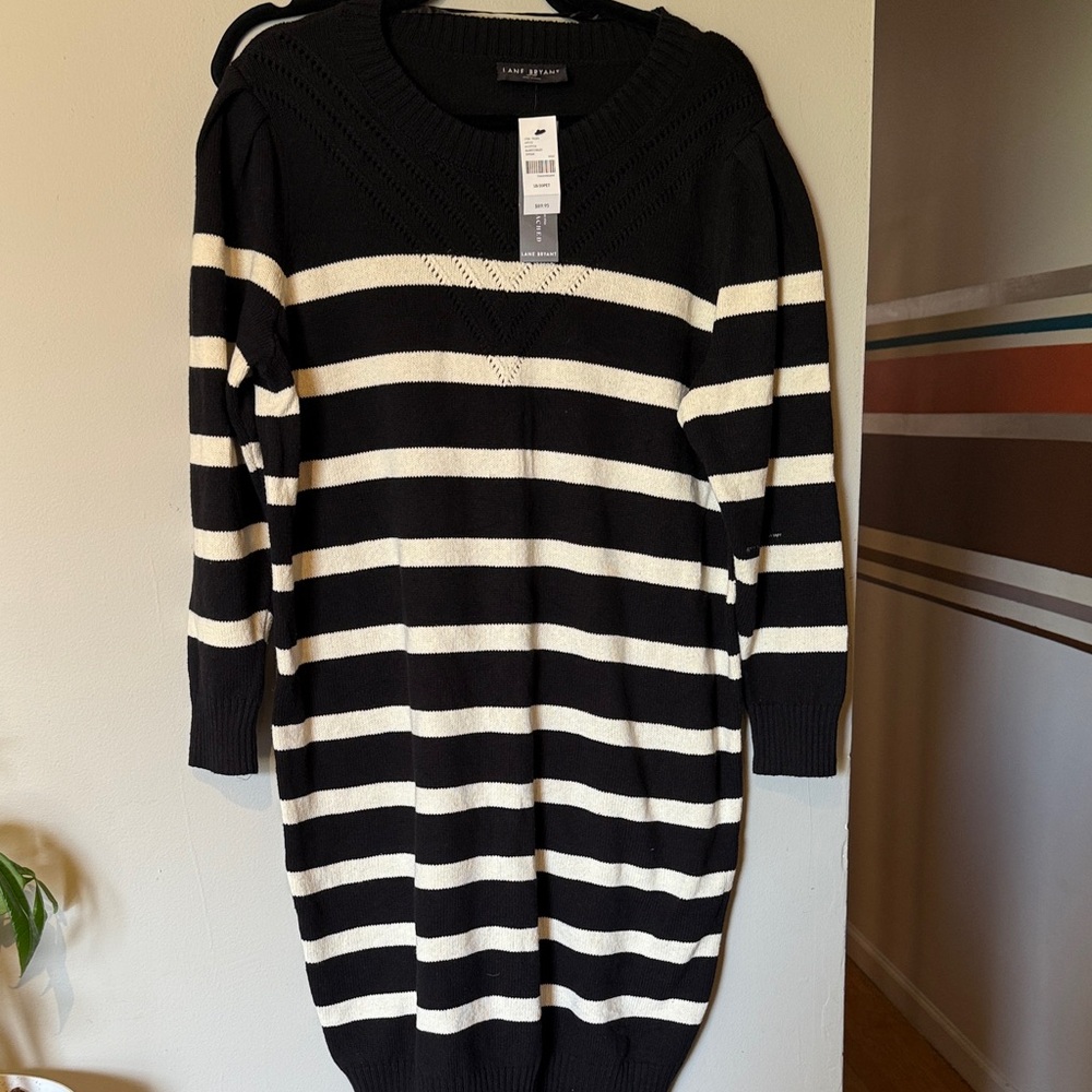 Lane Bryant Black and Cream Sweater